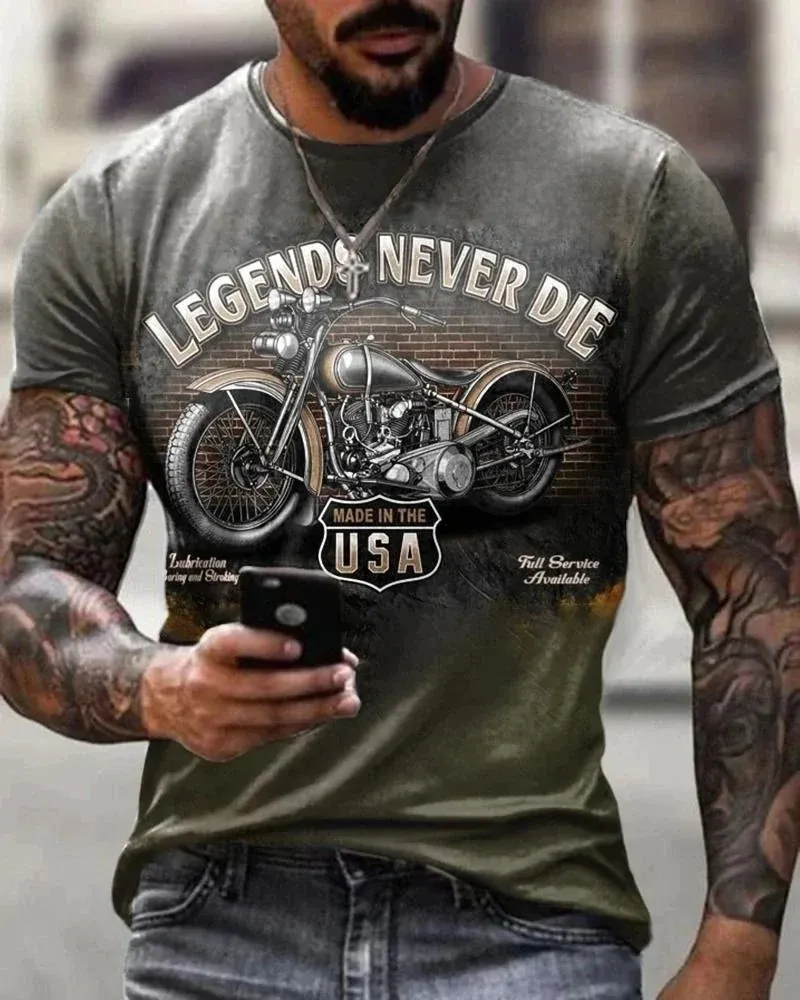 Herren Fashion Vintage 3D T-Shirt Rundhals Unisex Sommer Streetwear
