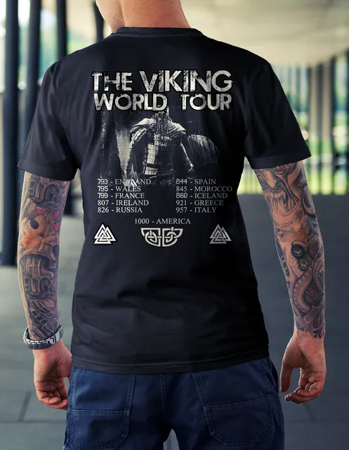 Herren Gym Fitness Vikings Tattoo 3D T-Shirt Rundhals Unisex Streetwear