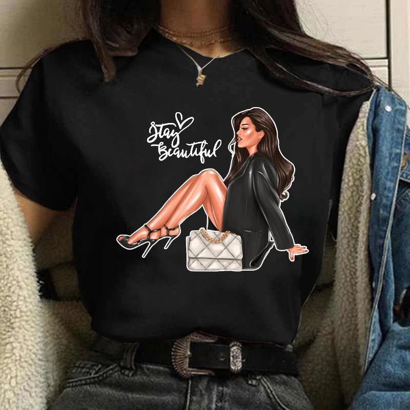 Damen Sommer Top 3D Shut Up T-Shirt Rundhals Streetwear lockeres Damentop