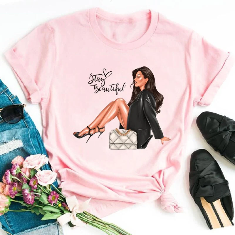 Damen Sommer Top 3D Shut Up T-Shirt Rundhals Streetwear lockeres Damentop
