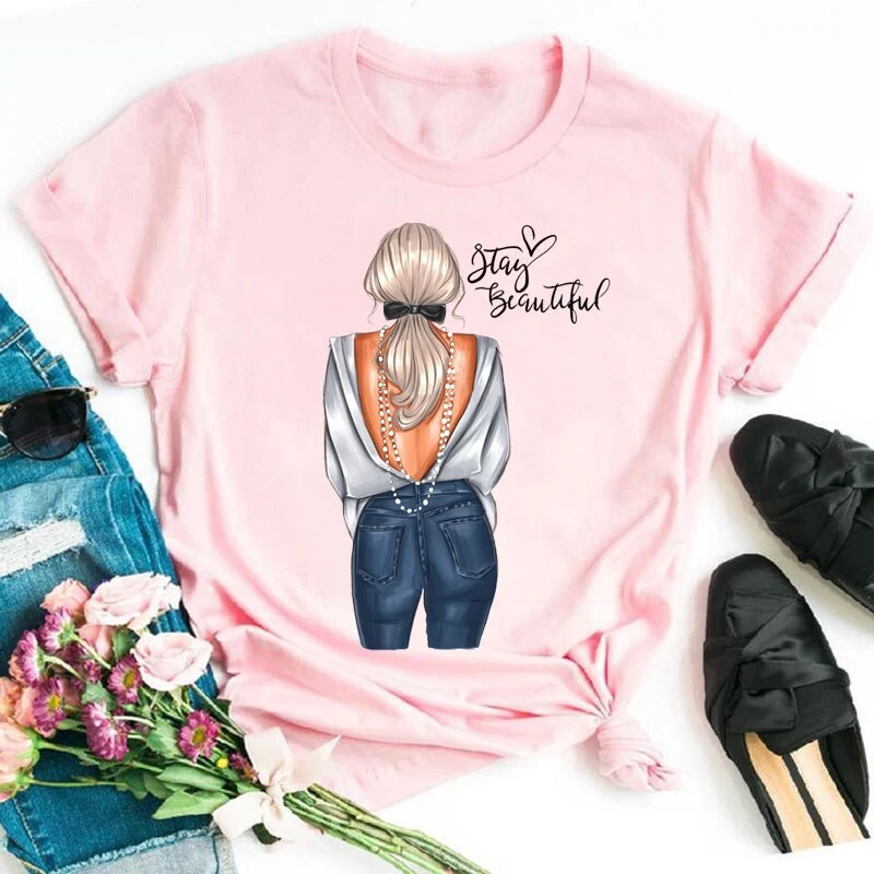 Damen Sommer Top 3D Shut Up T-Shirt Rundhals Streetwear lockeres Damentop