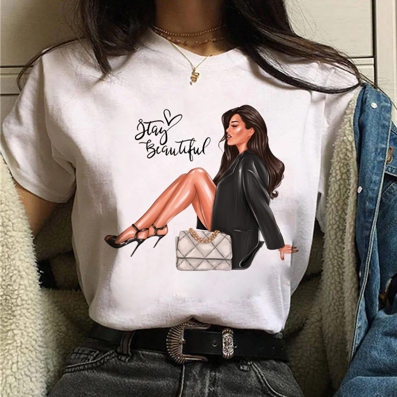 Damen Sommer Top 3D Shut Up T-Shirt Rundhals Streetwear lockeres Damentop