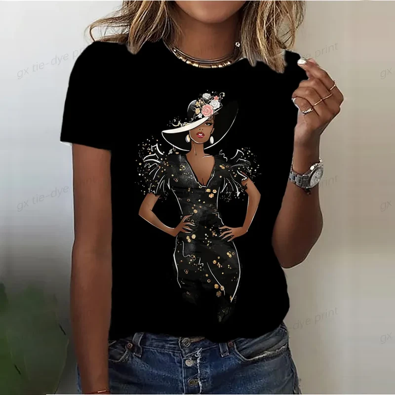 Damen Sommer Top 3D Shut Up T-Shirt Rundhals Streetwear lockeres Damentop