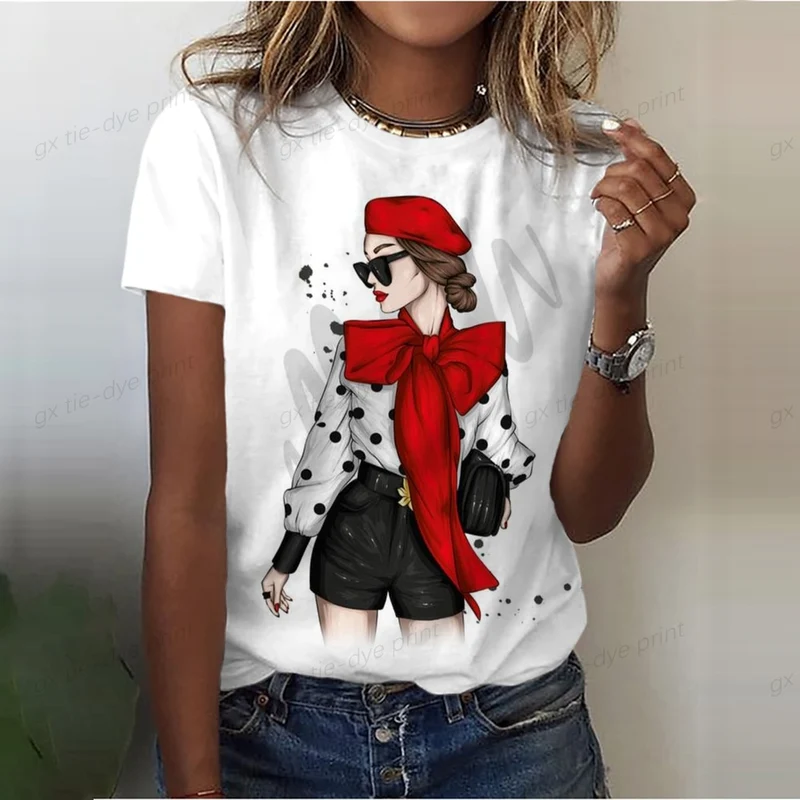 Damen Sommer Top 3D Shut Up T-Shirt Rundhals Streetwear lockeres Damentop