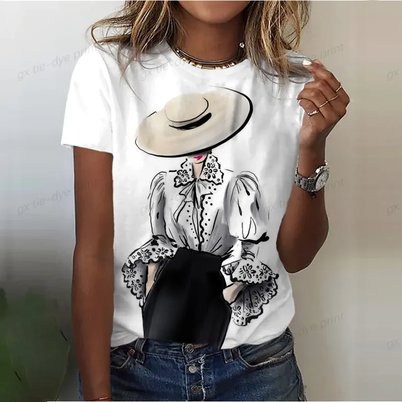 Damen Sommer Top 3D Shut Up T-Shirt Rundhals Streetwear lockeres Damentop
