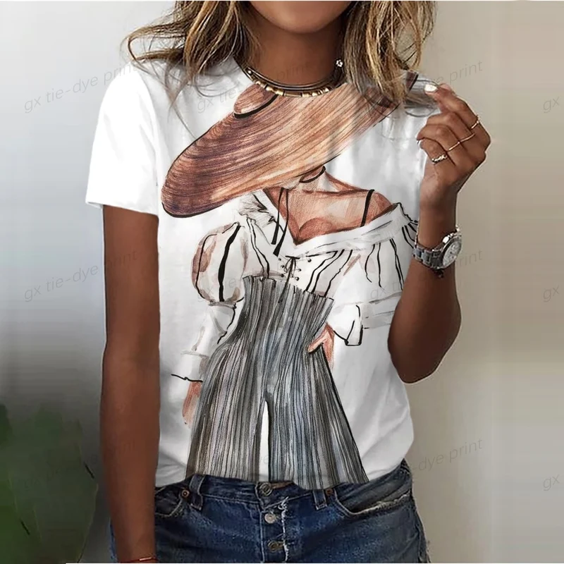 Damen Sommer Top 3D Shut Up T-Shirt Rundhals Streetwear lockeres Damentop
