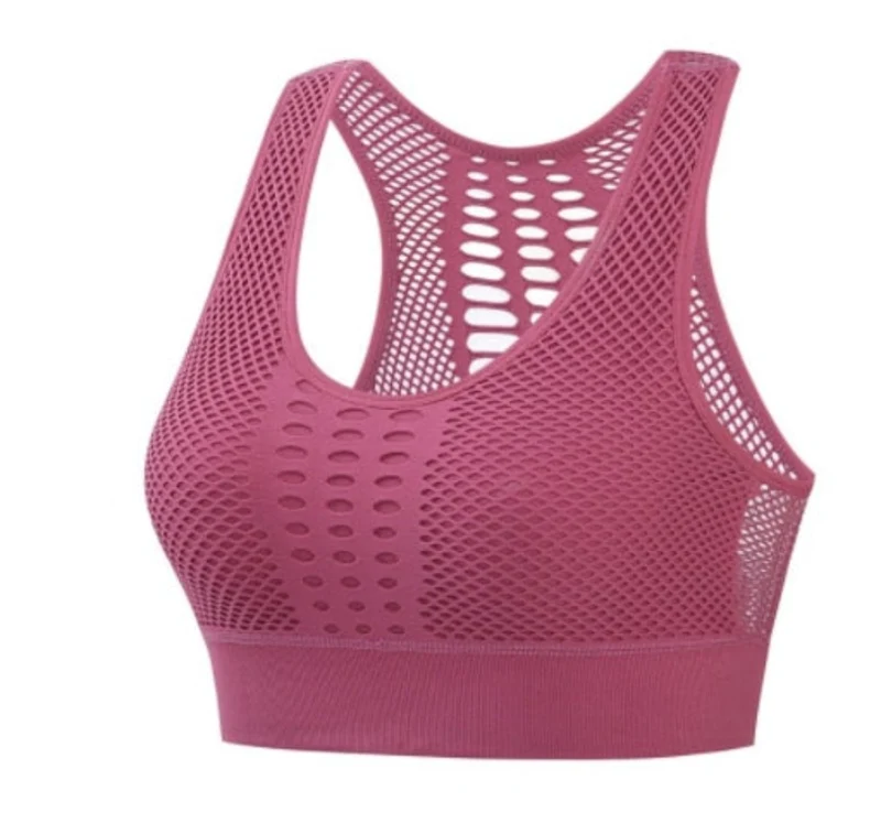 Damen Sport BH ohne Bügel mit push up Atmungsaktiver Microfaser Yoga-BH Nahtlos
