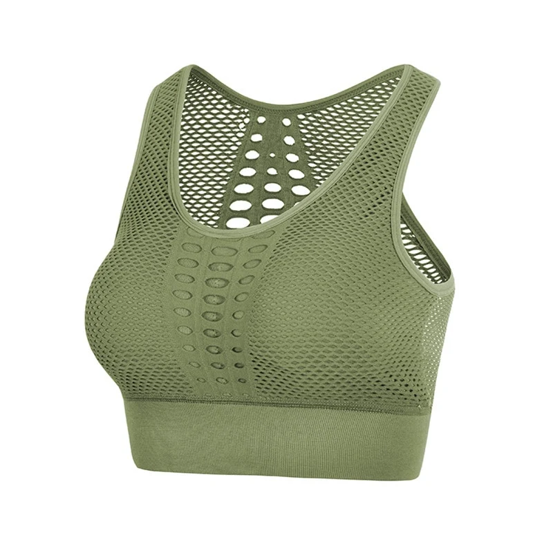 Damen Sport BH ohne Bügel mit push up Atmungsaktiver Microfaser Yoga-BH Nahtlos