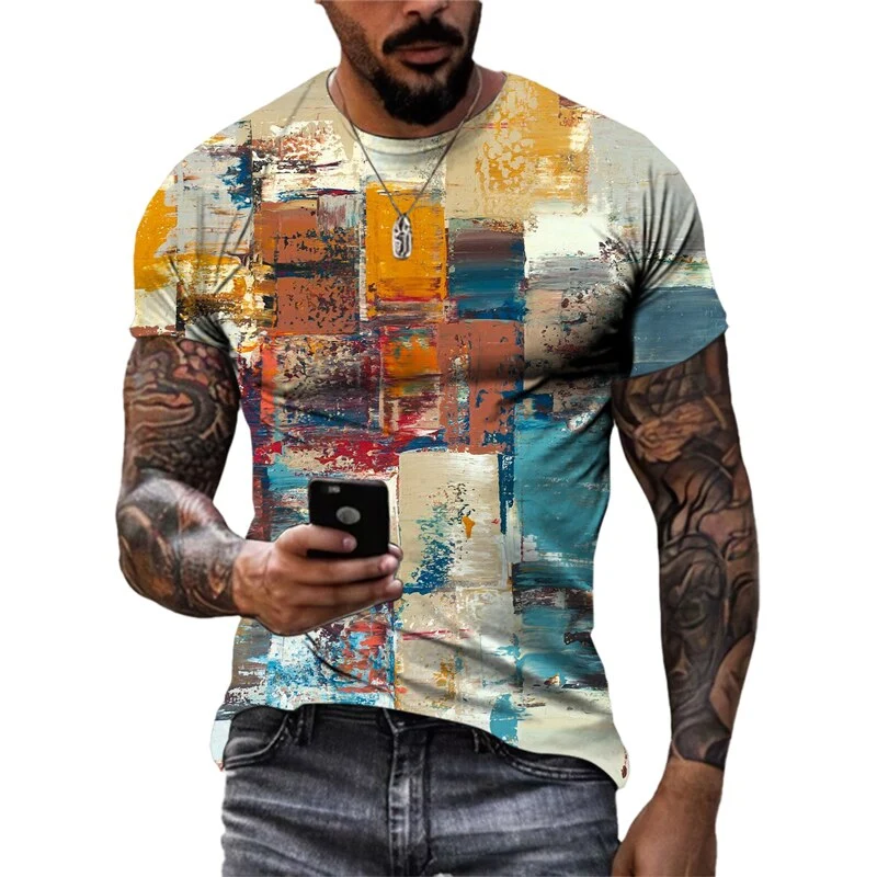 Herren Fashion Vintage 3D T-Shirt Rundhals Unisex Sommer Streetwear