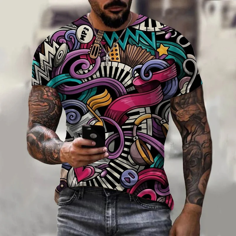 Herren Fashion Vintage 3D T-Shirt Rundhals Unisex Sommer Streetwear