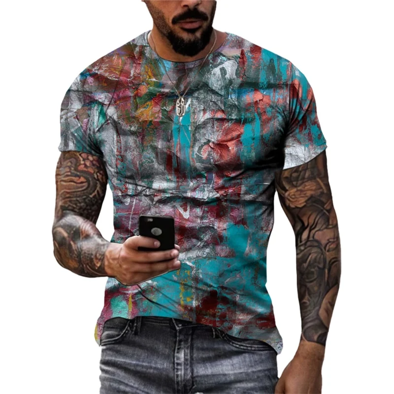 Herren Fashion Vintage 3D T-Shirt Rundhals Unisex Sommer Streetwear