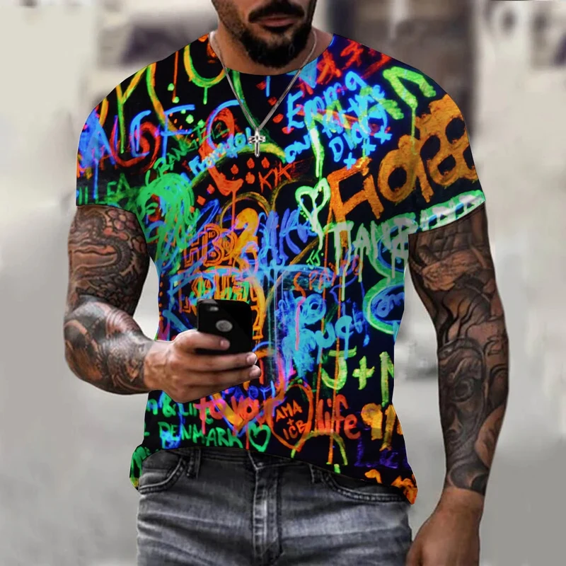 Herren Fashion Vintage 3D T-Shirt Rundhals Unisex Sommer Streetwear