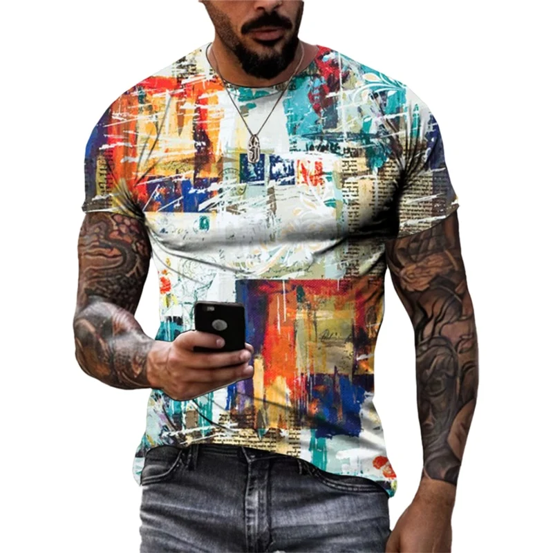 Herren Fashion Vintage 3D T-Shirt Rundhals Unisex Sommer Streetwear