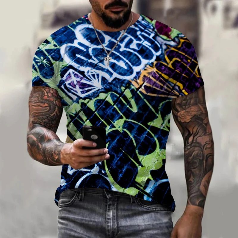Herren Fashion Vintage 3D T-Shirt Rundhals Unisex Sommer Streetwear