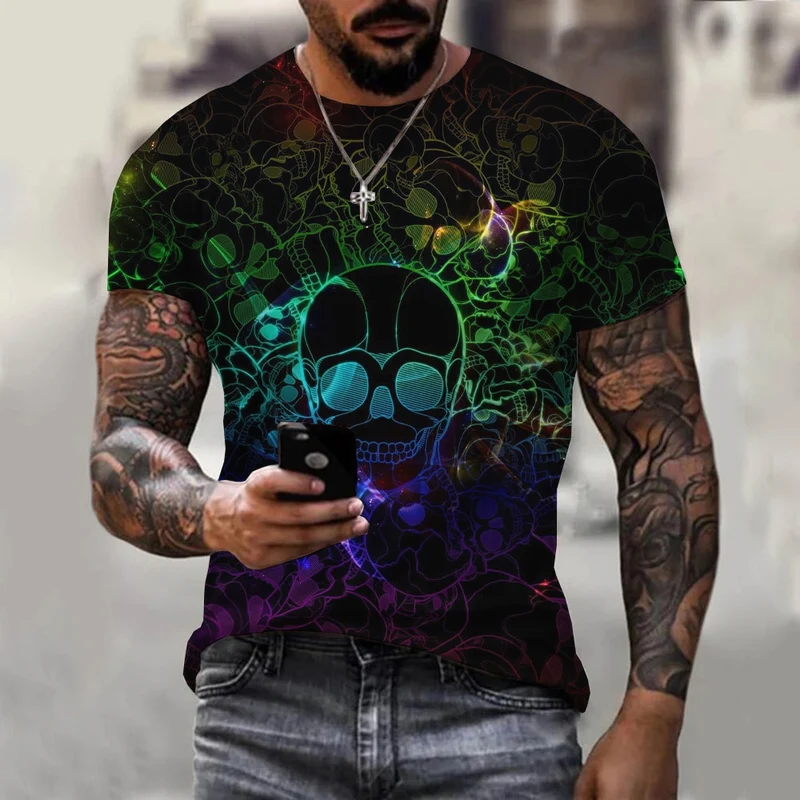 Herren Fashion Vintage 3D T-Shirt Rundhals Unisex Sommer Streetwear