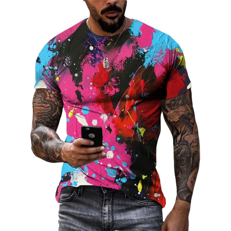 Herren Fashion Vintage 3D T-Shirt Rundhals Unisex Sommer Streetwear