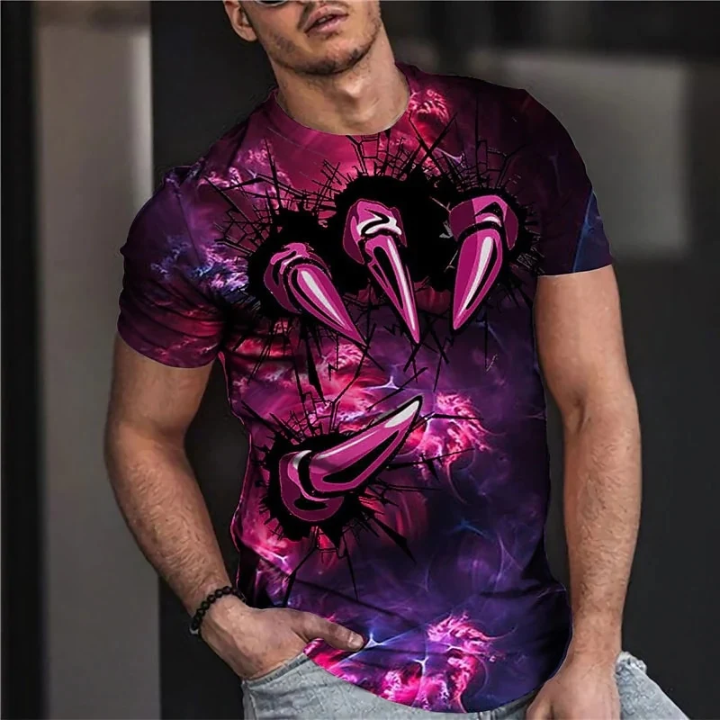 Herren Metal Skull Horror 3D T-Shirt Rundhals Unisex Sommer Streetwear