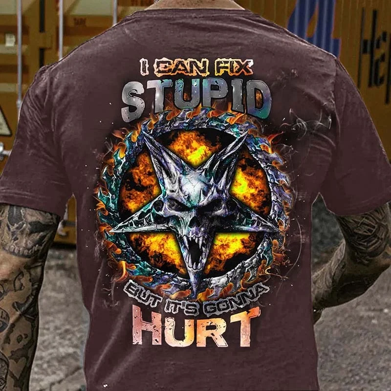 Herren Metal Skull Horror 3D T-Shirt Rundhals Unisex Sommer Streetwear