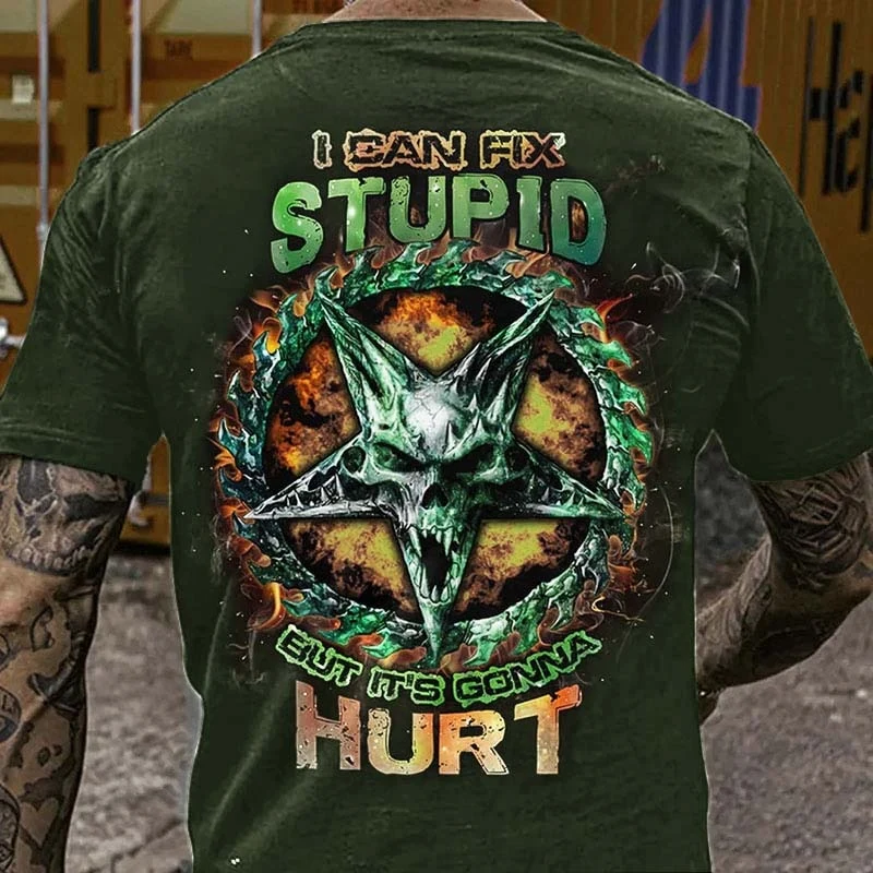 Herren Metal Skull Horror 3D T-Shirt Rundhals Unisex Sommer Streetwear
