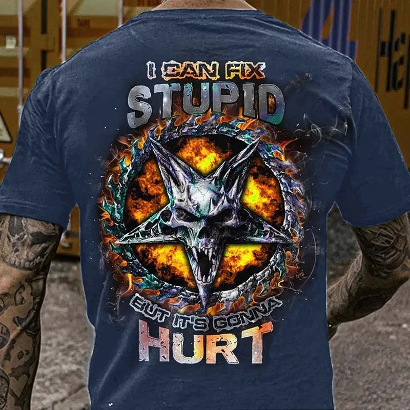 Herren Metal Skull Horror 3D T-Shirt Rundhals Unisex Sommer Streetwear