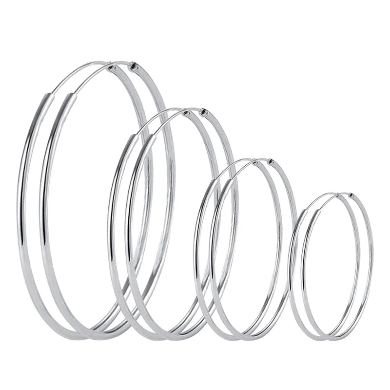 1 Paar Creolen aus 925 Sterling Silber Ohrringe 3/4/5/6CM Ohrschmuck Ohrstecker