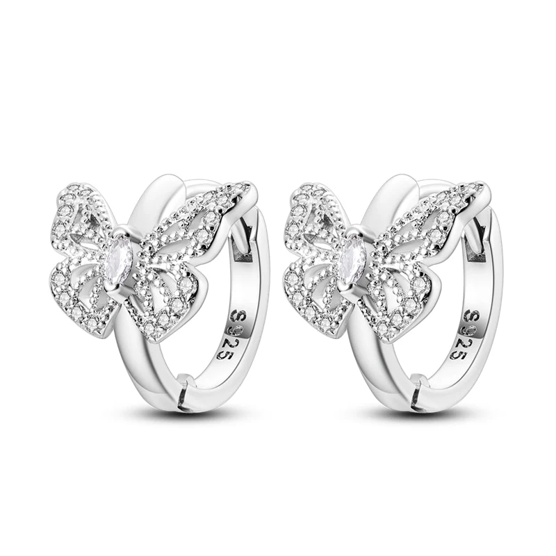 1 Paar Creolen aus 925 sterling Silber Ohrringe Ohrschmuck Zirkonia Ohrstecker