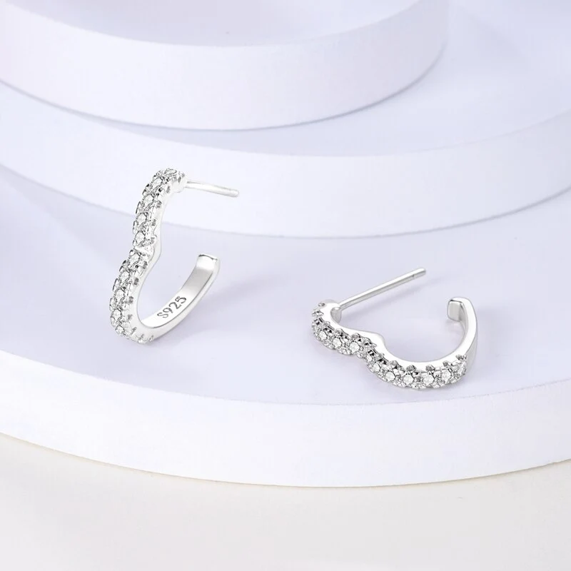 1 Paar Creolen aus 925 sterling Silber Ohrringe Ohrschmuck Zirkonia Ohrstecker