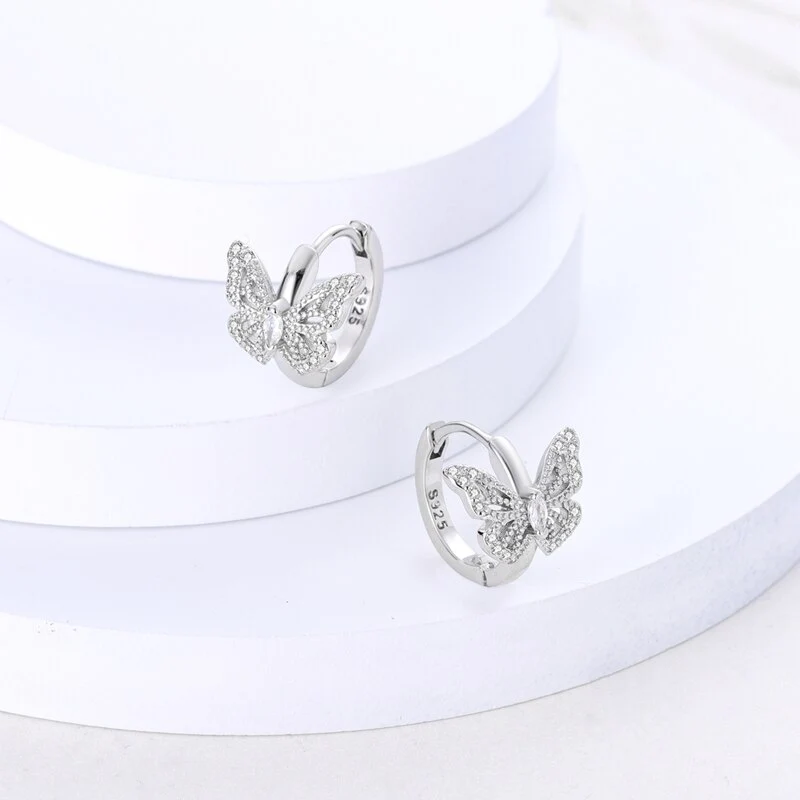 1 Paar Creolen aus 925 sterling Silber Ohrringe Ohrschmuck Zirkonia Ohrstecker