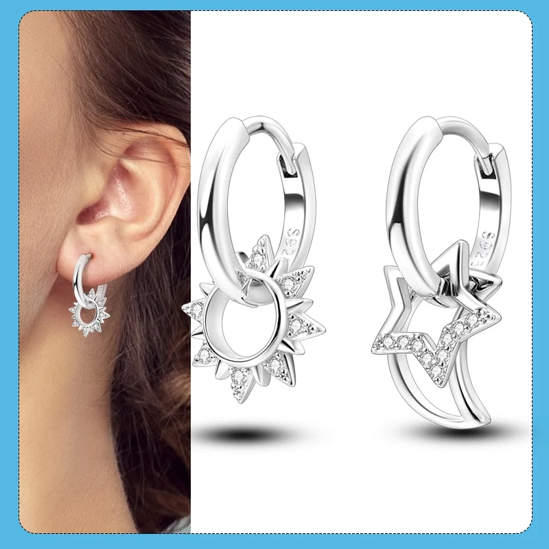 1 Paar Creolen aus 925 sterling Silber Ohrringe Ohrschmuck Zirkonia Ohrstecker