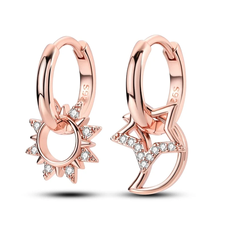 1 Paar Creolen aus 925 sterling Silber Rosegold Ohrringe Zirkonia Ohrstecker