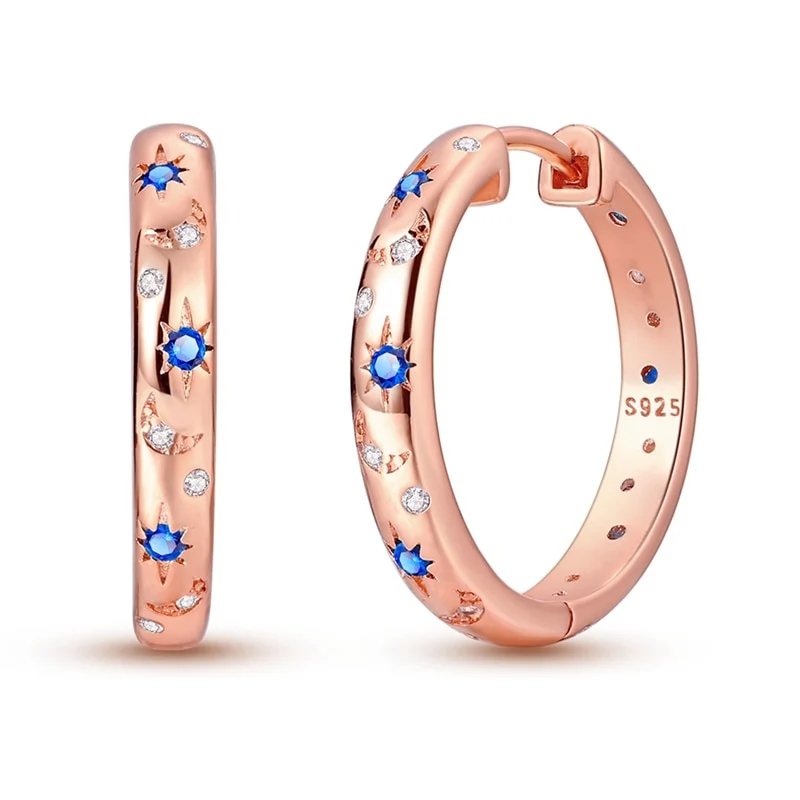 1 Paar Creolen aus 925 sterling Silber Rosegold Ohrringe Zirkonia Ohrstecker