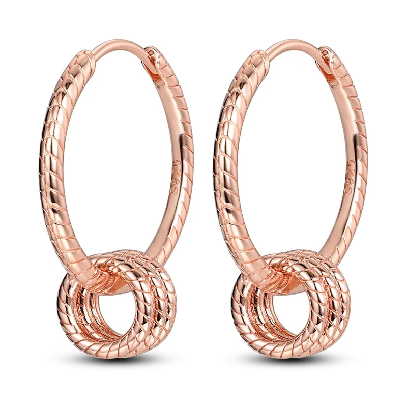 1 Paar Creolen aus 925 sterling Silber Rosegold Ohrringe Zirkonia Ohrstecker