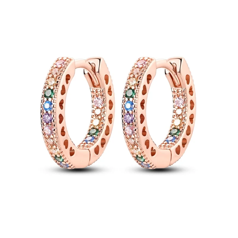 1 Paar Creolen aus 925 sterling Silber Rosegold Ohrringe Zirkonia Ohrstecker