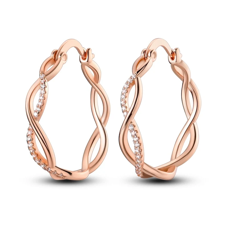 1 Paar Creolen aus 925 sterling Silber Rosegold Ohrringe Zirkonia Ohrstecker