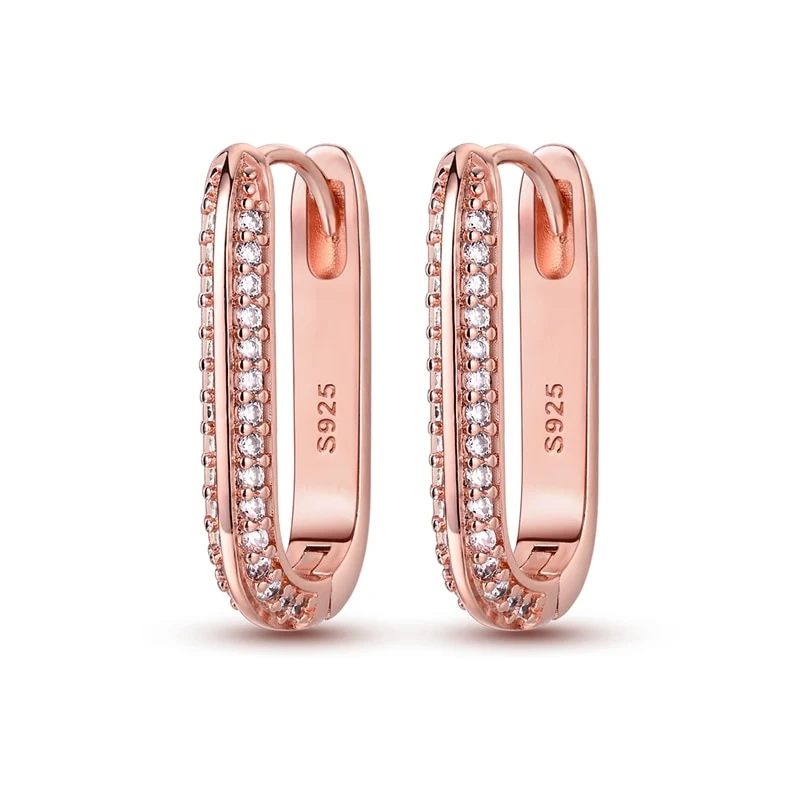 1 Paar Creolen aus 925 sterling Silber Rosegold Ohrringe Zirkonia Ohrstecker