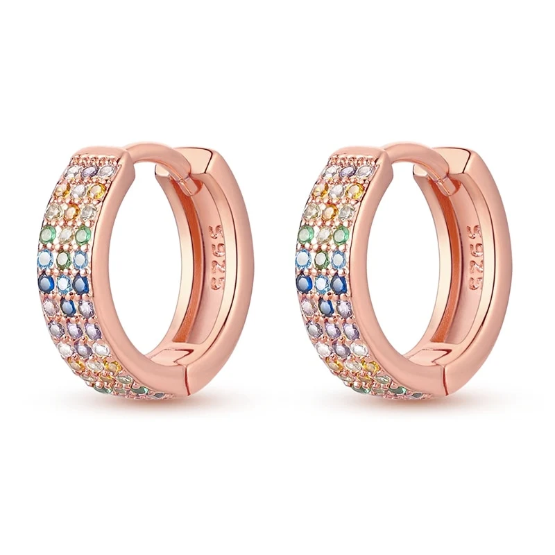 1 Paar Creolen aus 925 sterling Silber Rosegold Ohrringe Zirkonia Ohrstecker