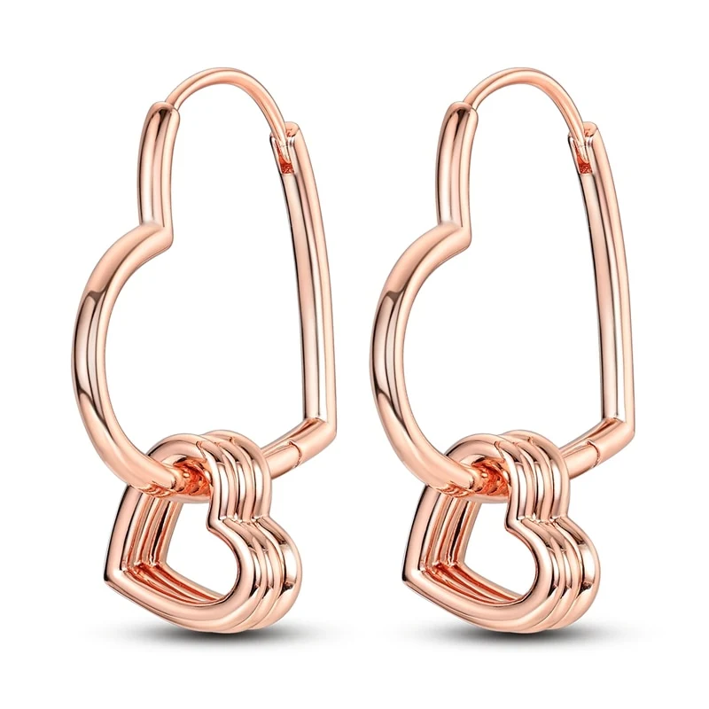 1 Paar Creolen aus 925 sterling Silber Rosegold Ohrringe Zirkonia Ohrstecker