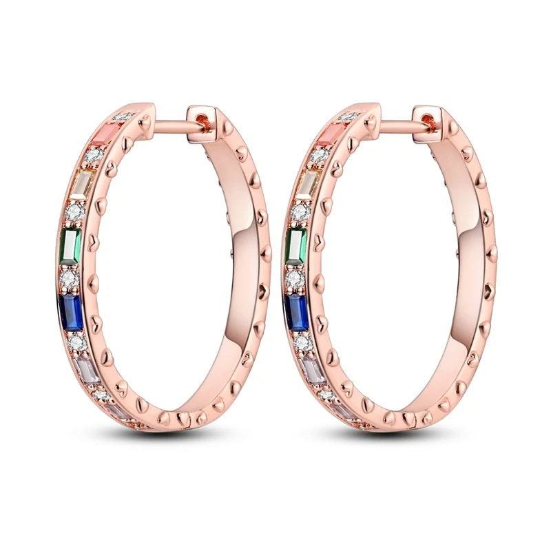 1 Paar Creolen aus 925 sterling Silber Rosegold Ohrringe Zirkonia Ohrstecker