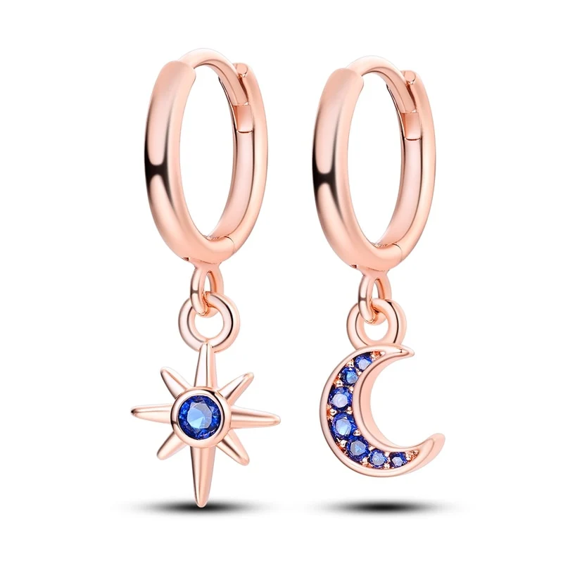 1 Paar Creolen aus 925 sterling Silber Rosegold Ohrringe Zirkonia Ohrstecker