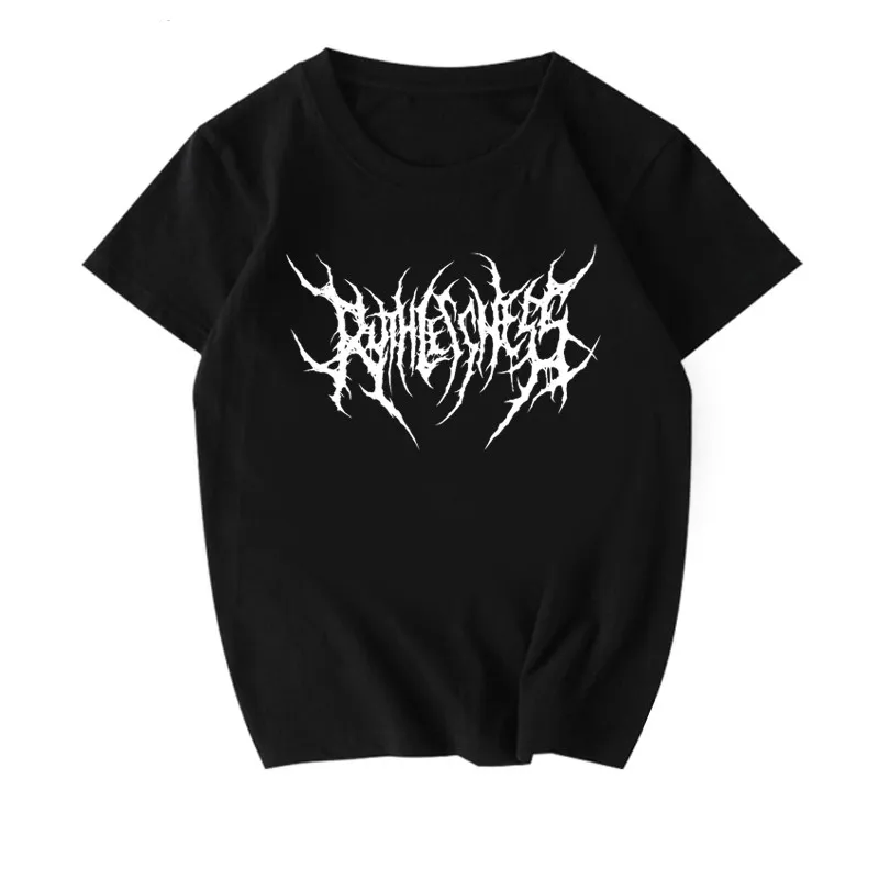 Damen Sommer Top Gothic Punk T-Shirt Rundhals Streetwear lockeres Damentop