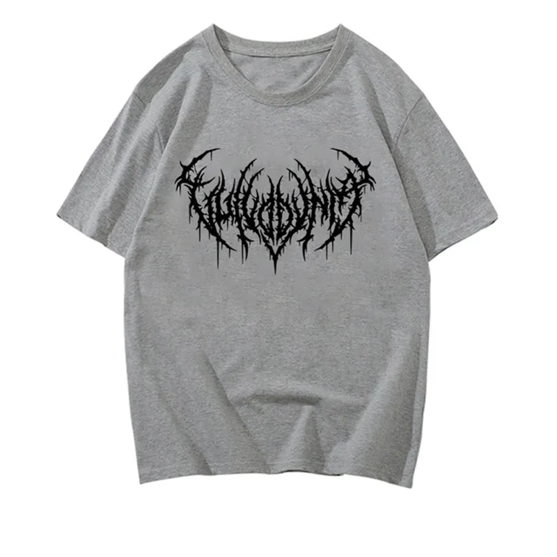 Damen Sommer Top Gothic Punk T-Shirt Rundhals Streetwear lockeres Damentop