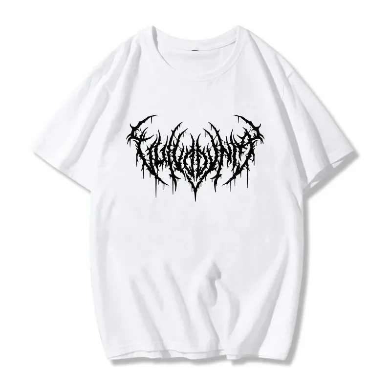 Damen Sommer Top Gothic Punk T-Shirt Rundhals Streetwear lockeres Damentop