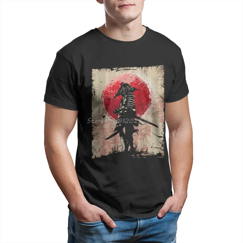 Herren Samurai Oversized Art T-Shirt Rundhals Unisex Sommer Streetwear