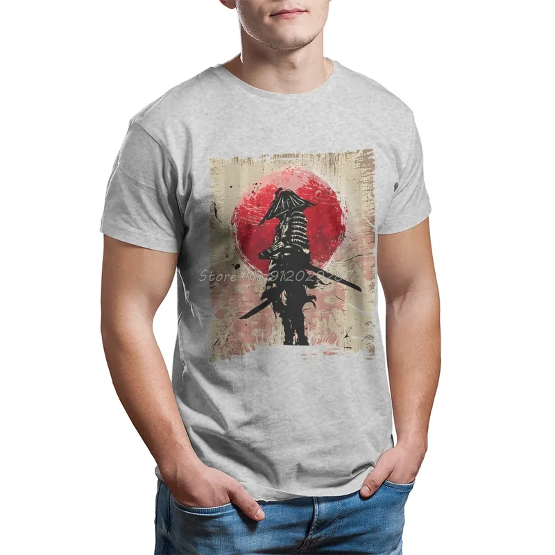 Herren Samurai Oversized Art T-Shirt Rundhals Unisex Sommer Streetwear