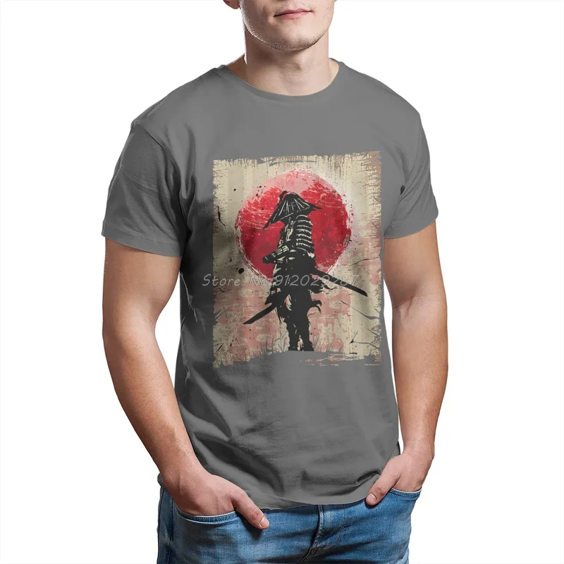 Herren Samurai Oversized Art T-Shirt Rundhals Unisex Sommer Streetwear
