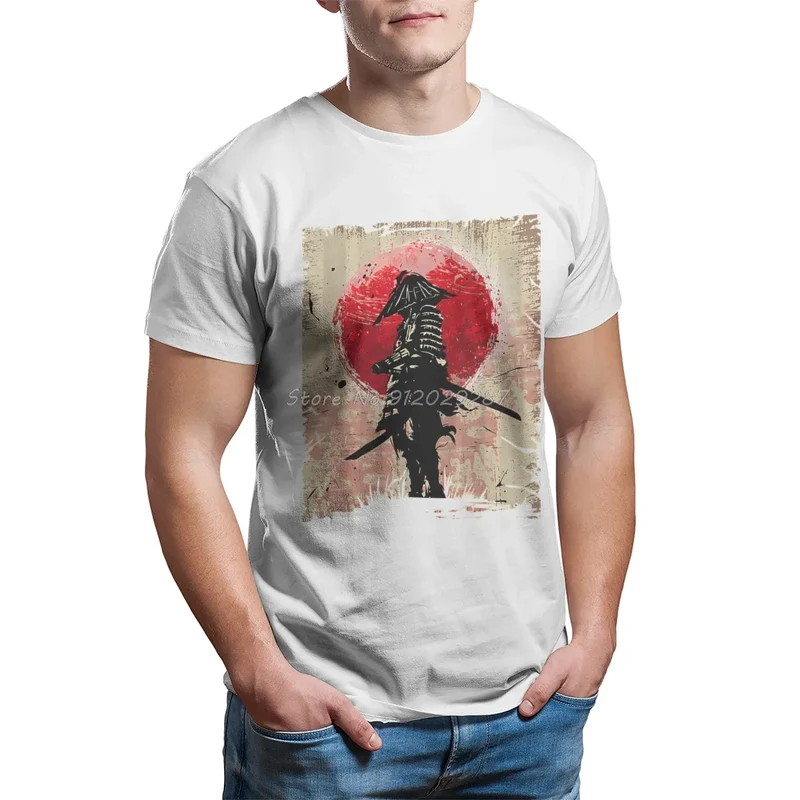 Herren Samurai Oversized Art T-Shirt Rundhals Unisex Sommer Streetwear