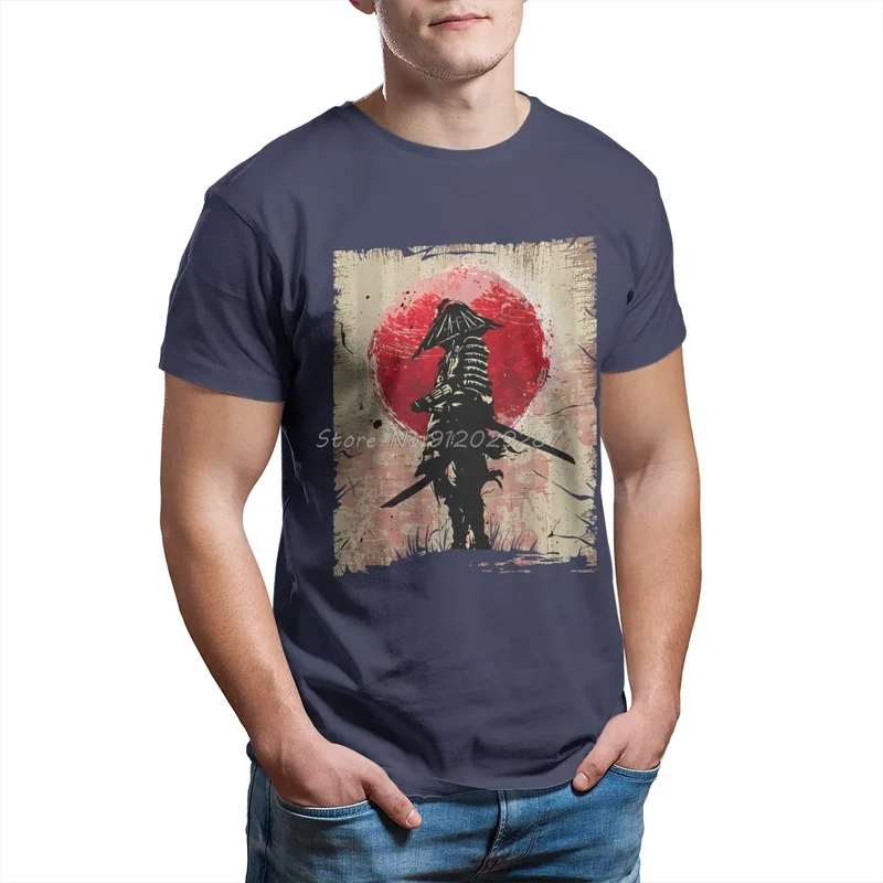 Herren Samurai Oversized Art T-Shirt Rundhals Unisex Sommer Streetwear