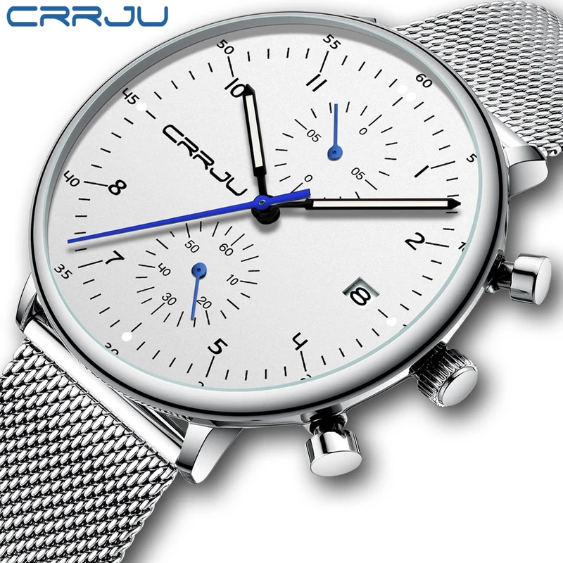 Herren Armbanduhr Silber Edelstahl Fashion Luxus Military Business Uhr