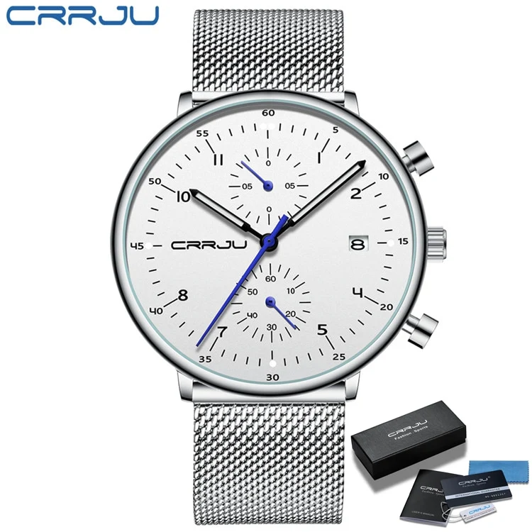 Herren Armbanduhr Silber Edelstahl Fashion Luxus Military Business Uhr