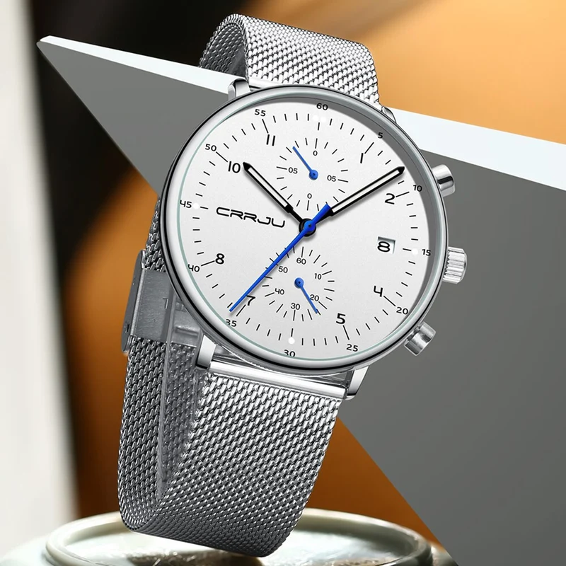 Herren Armbanduhr Silber Edelstahl Fashion Luxus Military Business Uhr